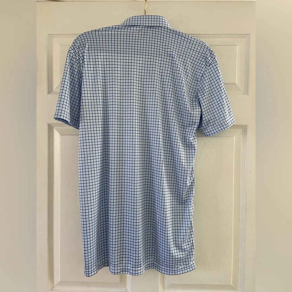NWT Collars & Co. Semi-Spread Collar Polo Blue Tattersall Mens Size Medium Tall - Picture 8 of 11